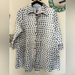 IC Collection Connie K Polka Dot Abstract Artsy Jacket Medium Statement Top